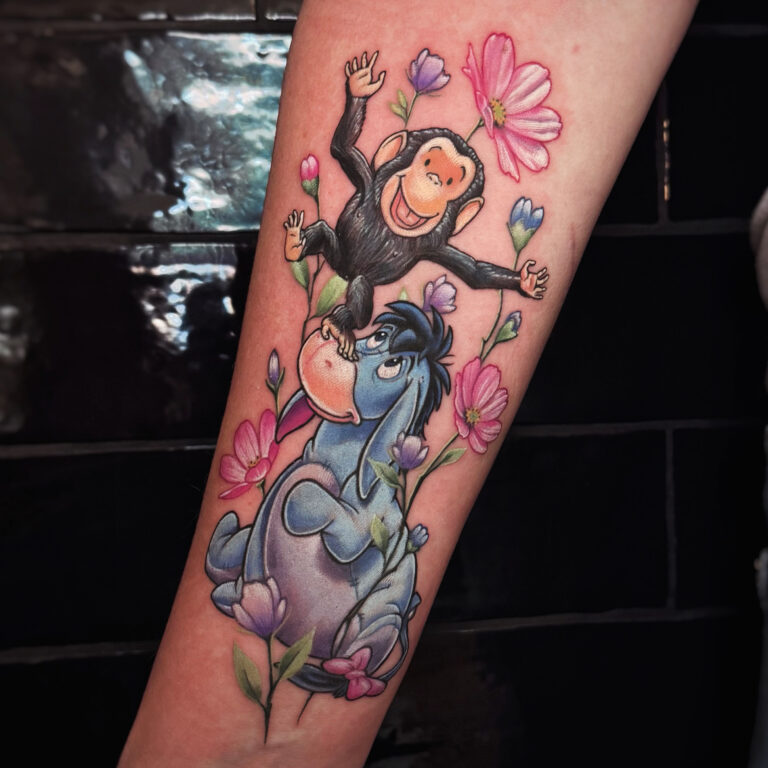 winnie the pooh eeyore and monkey friendship tattoo by Marloes Lupker
