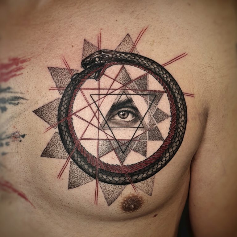 world eater jormungandr and geometry tattoo by marloes lupker