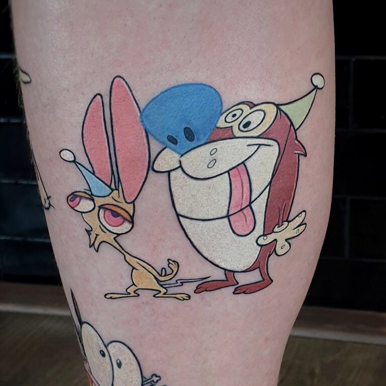 Cartoon network ren and stimpy tattoo by Marloes Lupker