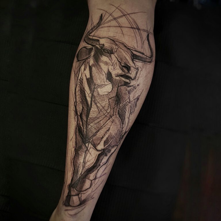 sketchy bull tattoo by marloes lupker