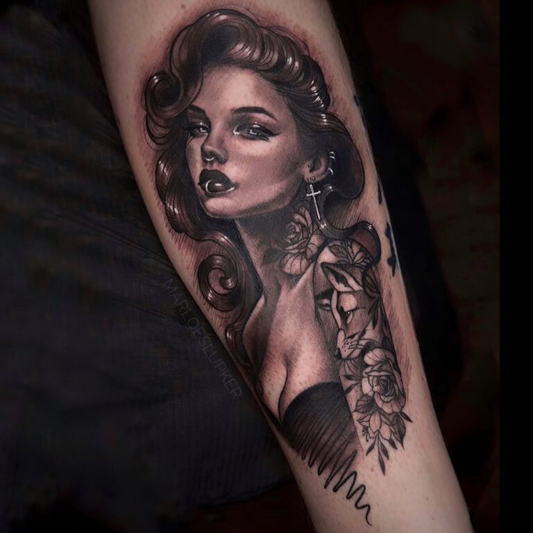 sketchy foxy babe and fox tattoo by marloes lupker