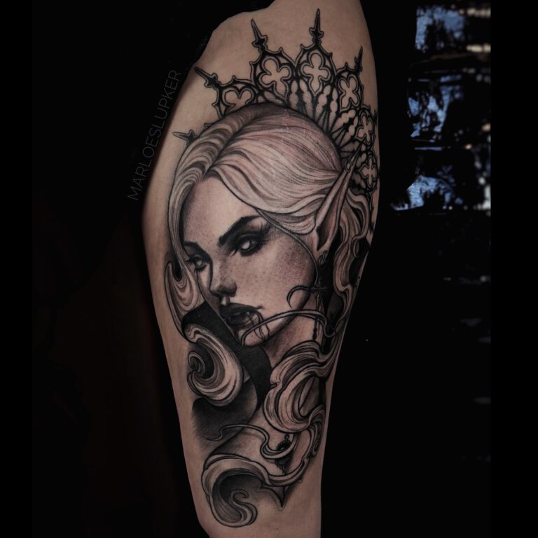 sketchy dark goth vampire lady tattoo by marloes lupker