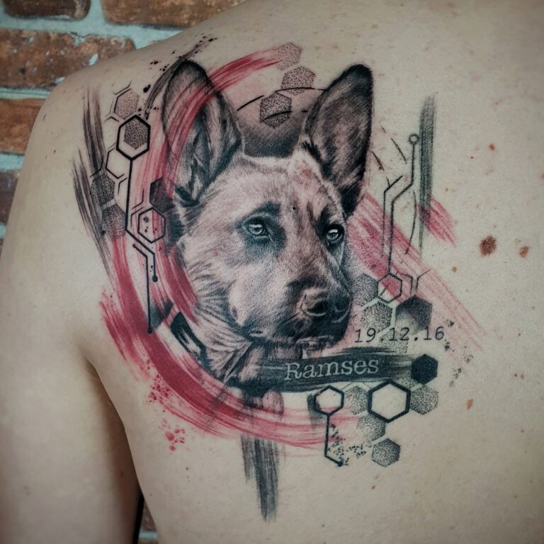 trash polka dog portrait tattoo by marloes lupker