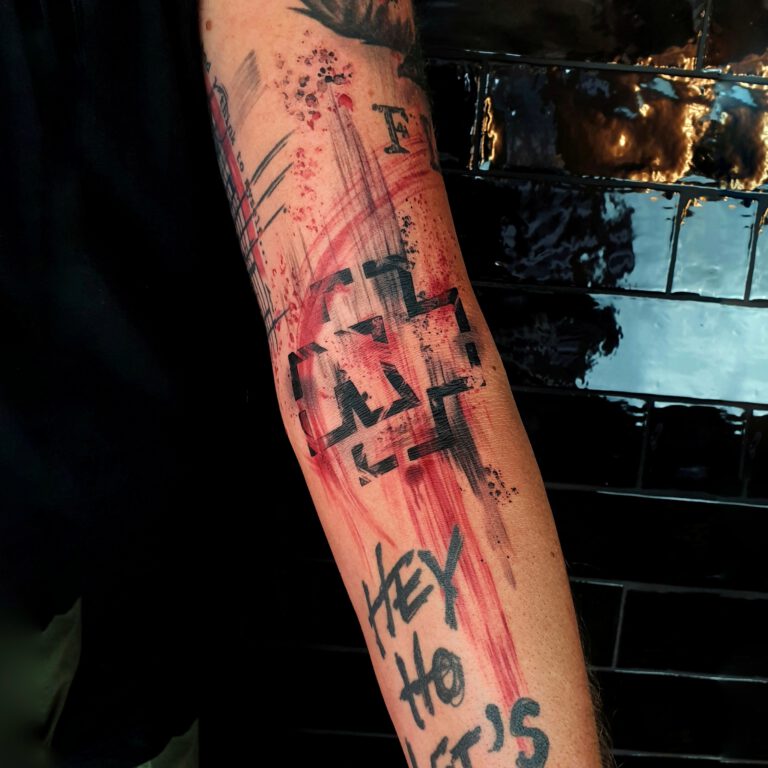 trash polka rammstein logo tattoo by marloes lupker
