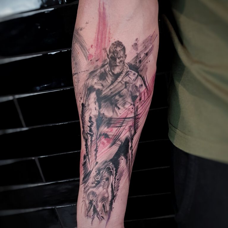 trash polka viking and wolf pup tattoo by marloes lupker